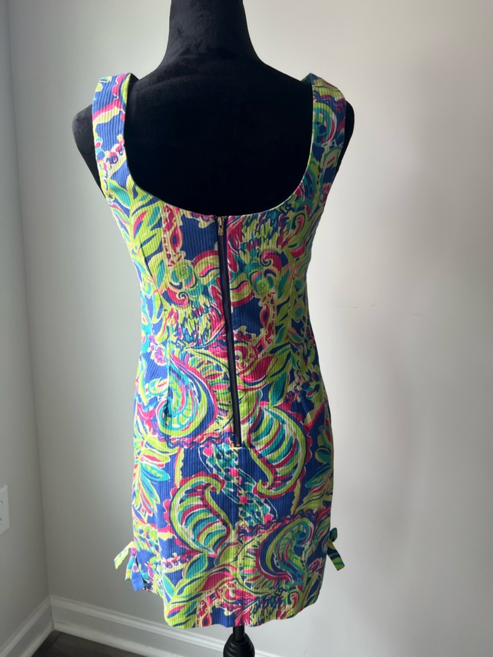 Lilly Pulitzer Neon Paisley Sheath Dress in Blue and Yellow - 2 - Picture 5 of 14